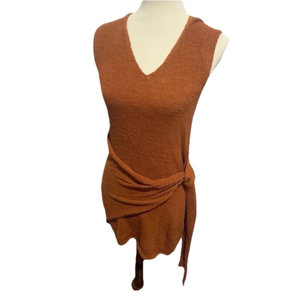 Free People FP Beach Poppy Mini Sweater Dress Rust Orange Sleeveless Size M